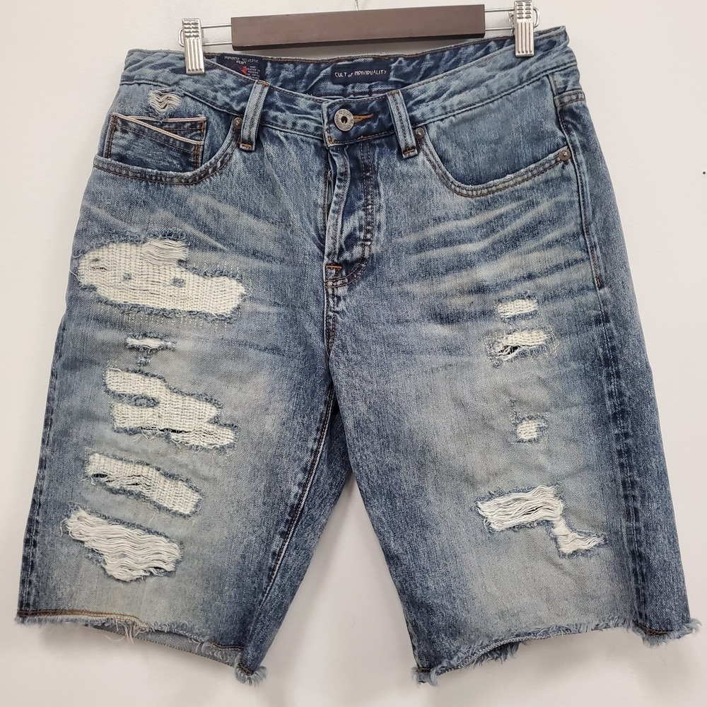 Cult Of Individuality Mens Logan Denim Shorts Size 32 Blue Japanese Selvedge